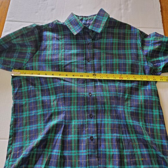 Hobby Horse Show Shirt Blue Green Gold Red Metallic Threading Large - Picture 15 of 16